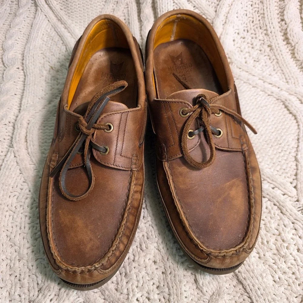 Mephisto Air Relax Spinnaker Boat Shoes Deck Brown Leather Mens 11